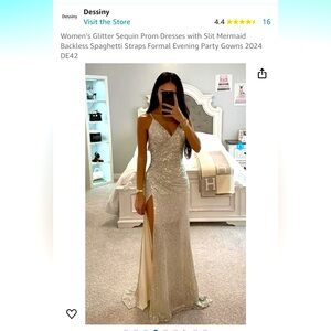 Beautiful Sequin Champagne Formal Dress